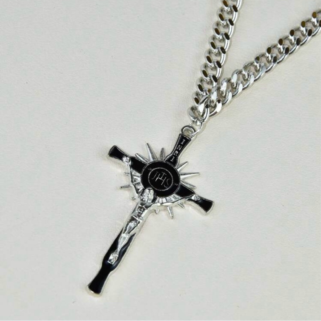 Christogram Crucifix Inri Jesus Crusades Grail Cross Catholic Christian Necklace